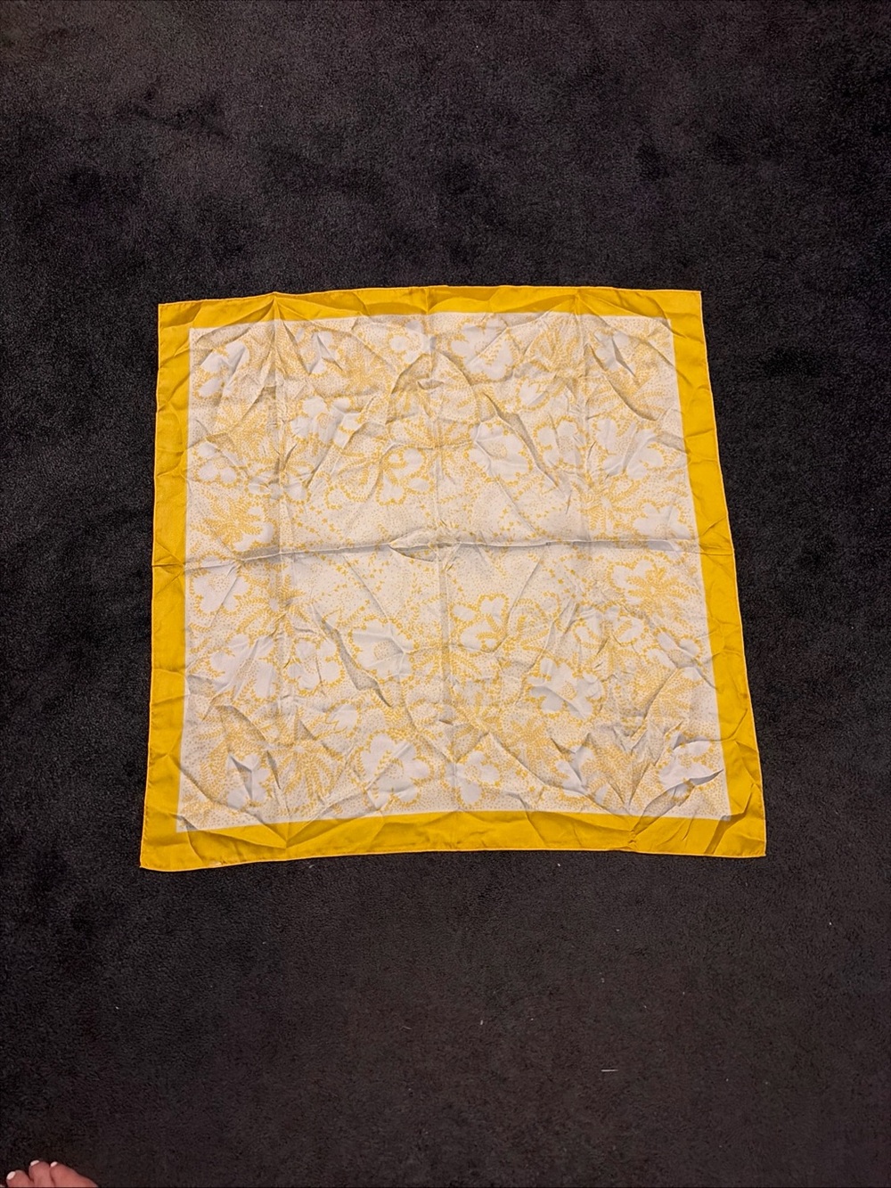 Vintage Square Scarf Yellow and White 26”